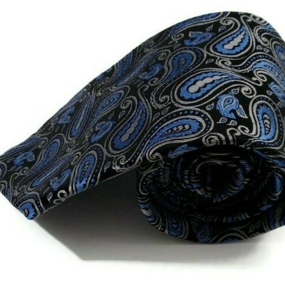 Pronto Uomo  Blue Paisley Silk Tie - Picture 2 of 4
